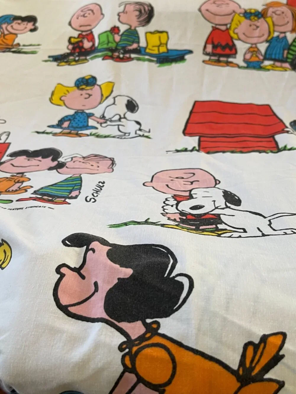 1971 Peanuts Twin Flat Bed Sheet/Pillow Case “Happiness Is Being 1 of the Gang”